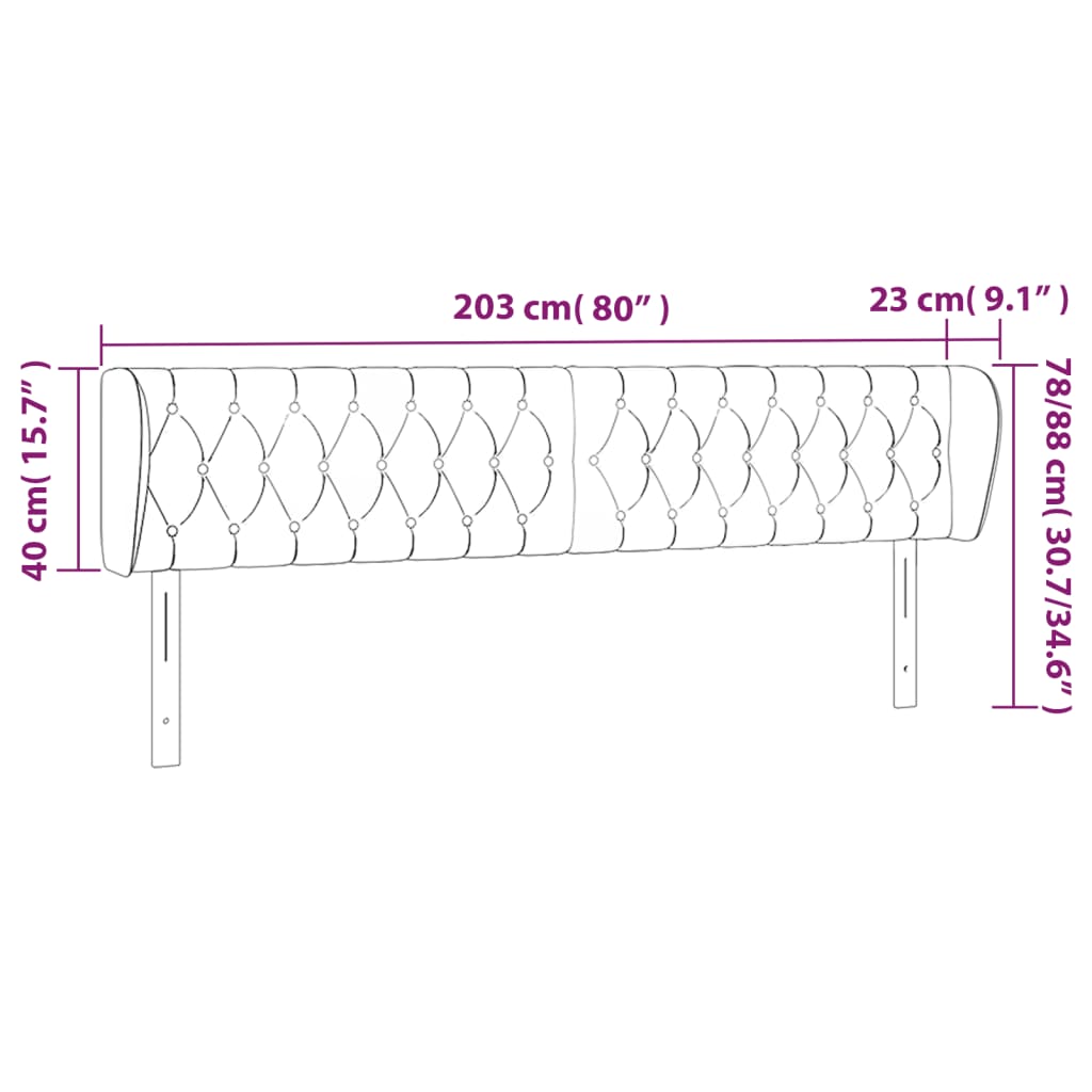 Hoofdbord met randen 203x23x78/88 cm stof crèmekleurig Hoofdborden en voetborden | Creëer jouw Trendy Thuis | Gratis bezorgd & Retour | Trendy.nl