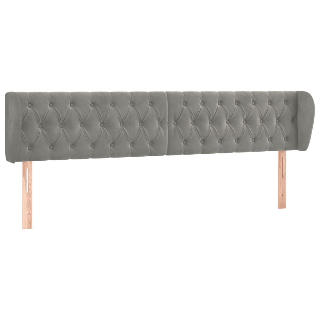 Hoofdbord met randen 183x23x78/88 cm fluweel lichtgrijs Hoofdborden en voetborden | Creëer jouw Trendy Thuis | Gratis bezorgd & Retour | Trendy.nl