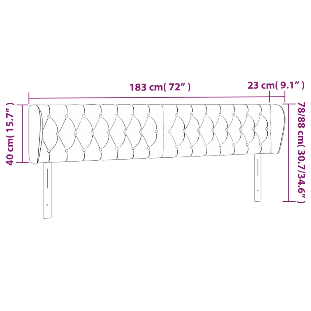 Hoofdbord met randen 183x23x78/88 cm fluweel lichtgrijs Hoofdborden en voetborden | Creëer jouw Trendy Thuis | Gratis bezorgd & Retour | Trendy.nl