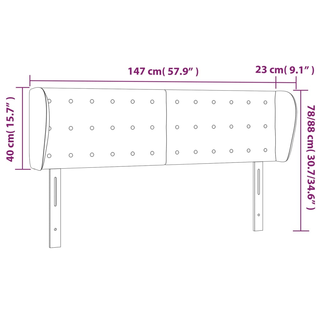 Hoofdbord met randen 147x23x78/88 cm stof lichtgrijs Hoofdborden en voetborden | Creëer jouw Trendy Thuis | Gratis bezorgd & Retour | Trendy.nl