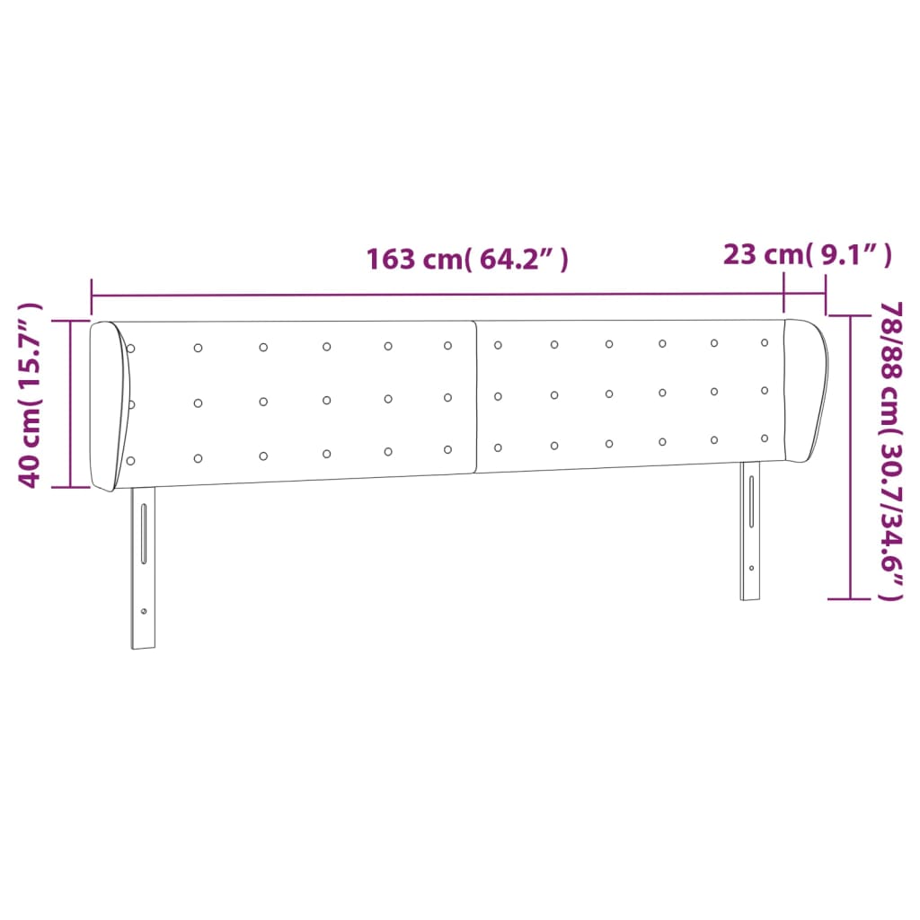 Hoofdbord met randen 163x23x78/88 cm stof lichtgrijs Hoofdborden en voetborden | Creëer jouw Trendy Thuis | Gratis bezorgd & Retour | Trendy.nl