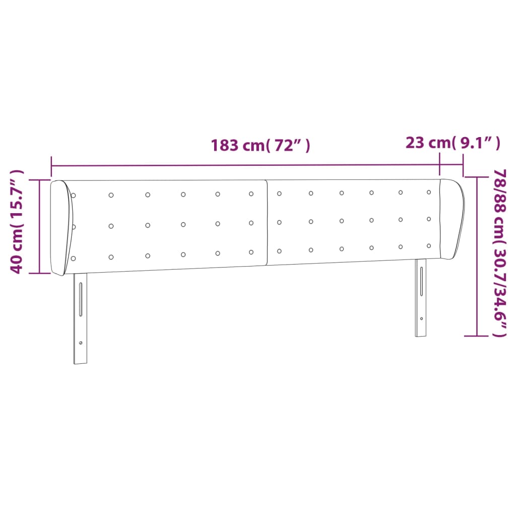 Hoofdbord met randen 183x23x78/88 cm stof zwart Hoofdborden en voetborden | Creëer jouw Trendy Thuis | Gratis bezorgd & Retour | Trendy.nl