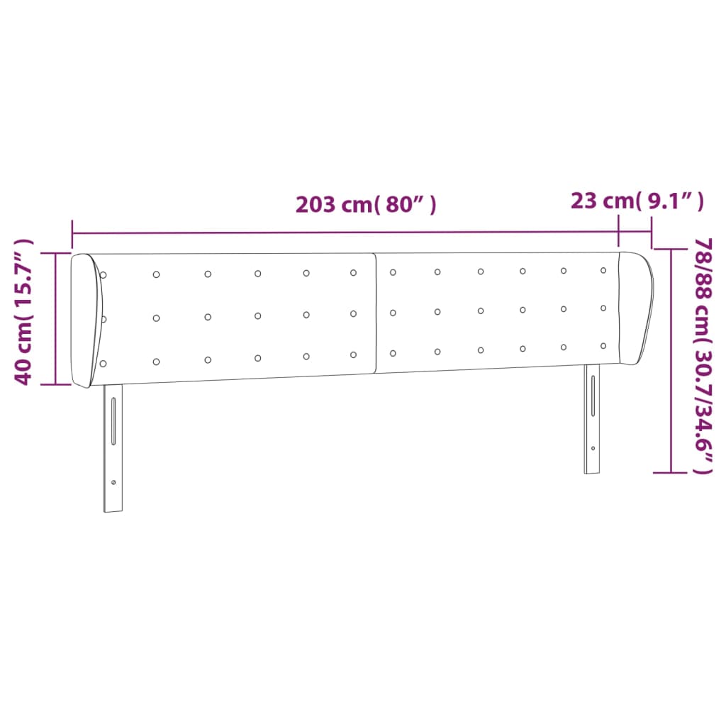 Hoofdbord met randen 203x23x78/88 cm stof lichtgrijs Hoofdborden en voetborden | Creëer jouw Trendy Thuis | Gratis bezorgd & Retour | Trendy.nl