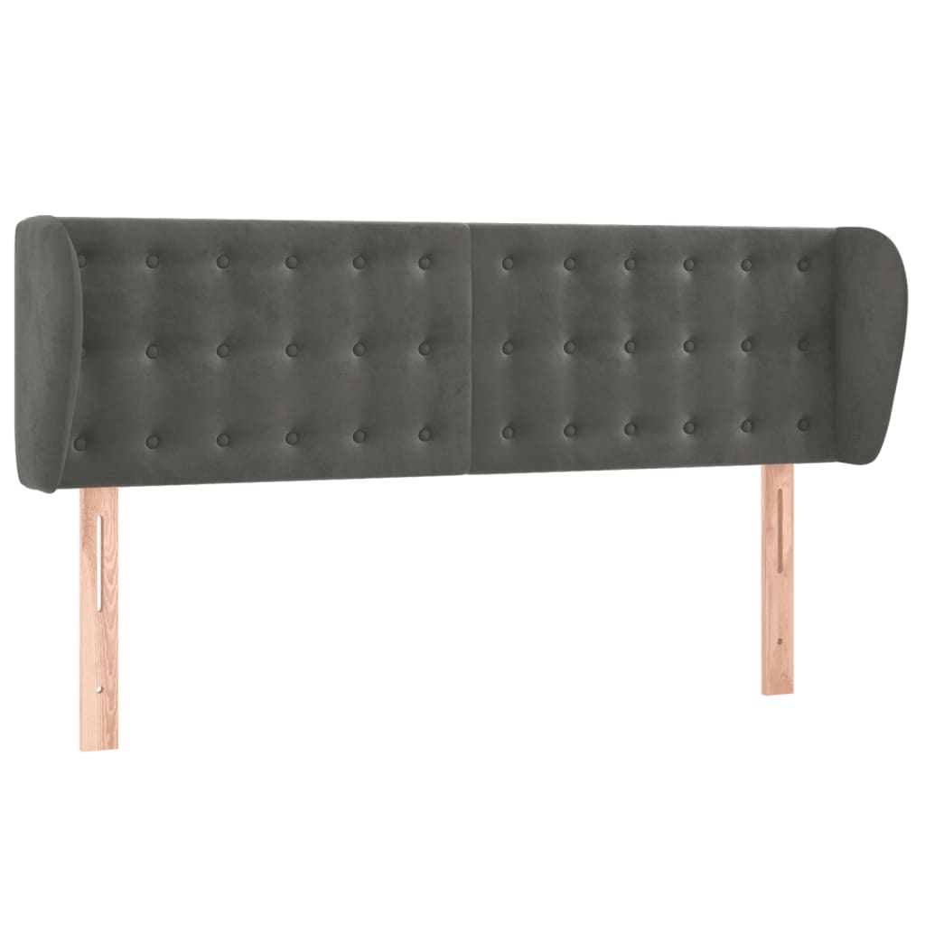 Hoofdbord met randen 147x23x78/88 cm fluweel donkergrijs Hoofdborden en voetborden | Creëer jouw Trendy Thuis | Gratis bezorgd & Retour | Trendy.nl