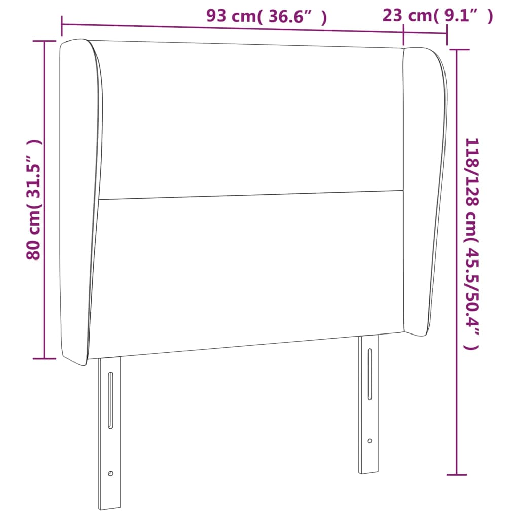 Hoofdbord met randen 93x23x118/128 cm stof lichtgrijs Hoofdborden en voetborden | Creëer jouw Trendy Thuis | Gratis bezorgd & Retour | Trendy.nl