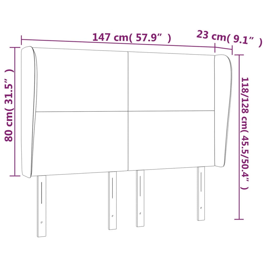 Hoofdbord met randen 147x23x118/128 cm stof donkergrijs Hoofdborden en voetborden | Creëer jouw Trendy Thuis | Gratis bezorgd & Retour | Trendy.nl