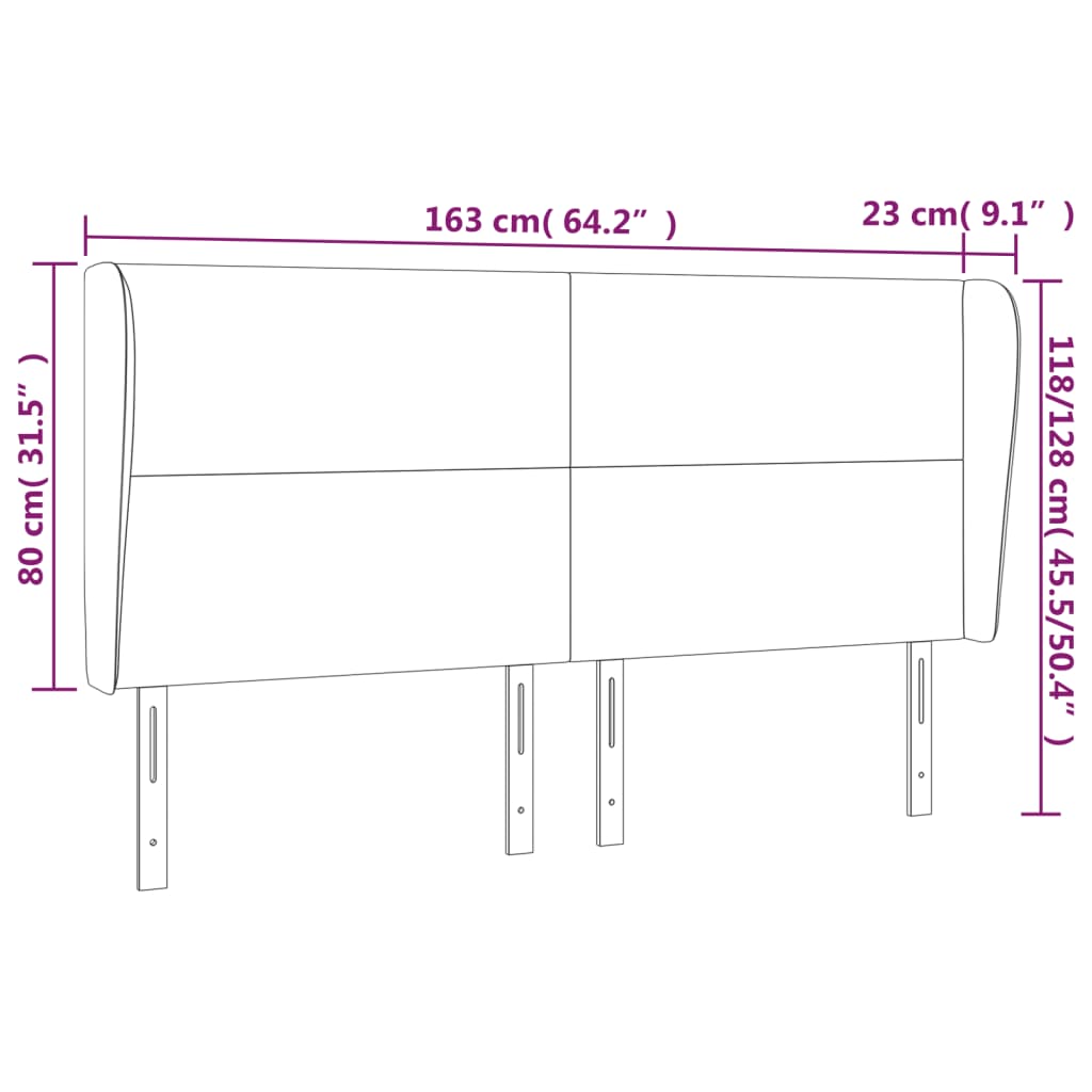 Hoofdbord met randen 163x23x118/128 cm stof lichtgrijs Hoofdborden en voetborden | Creëer jouw Trendy Thuis | Gratis bezorgd & Retour | Trendy.nl