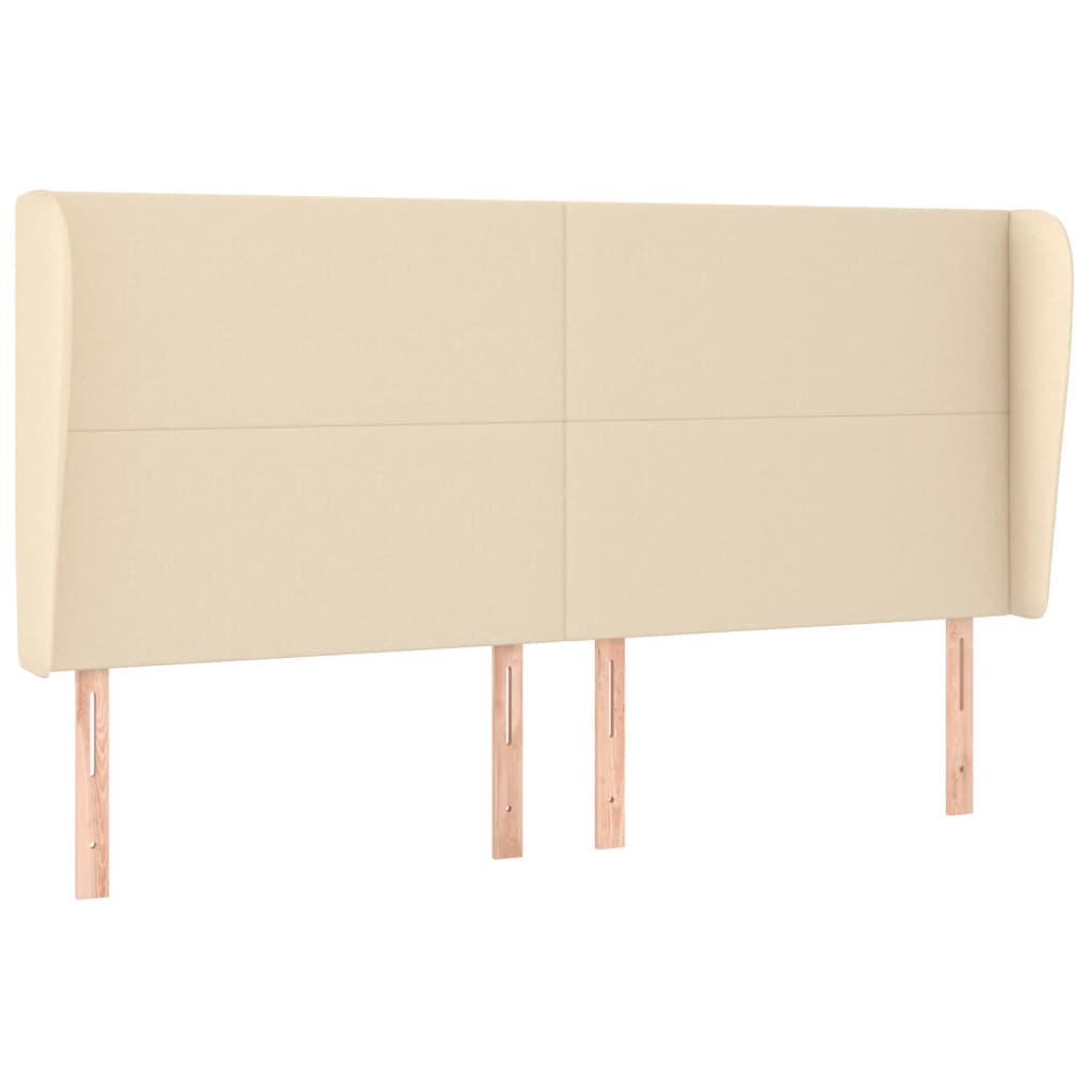 Hoofdbord met randen 163x23x118/128 cm stof crèmekleurig Hoofdborden en voetborden | Creëer jouw Trendy Thuis | Gratis bezorgd & Retour | Trendy.nl