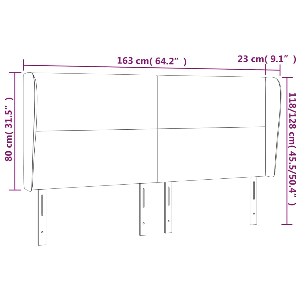 Hoofdbord met randen 163x23x118/128 cm stof crèmekleurig Hoofdborden en voetborden | Creëer jouw Trendy Thuis | Gratis bezorgd & Retour | Trendy.nl