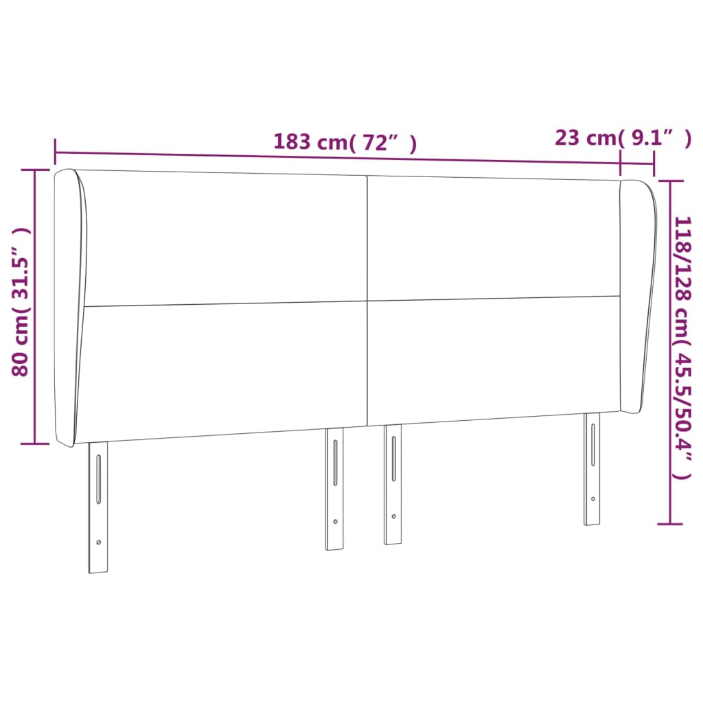 Hoofdbord met randen 183x23x118/128 cm stof lichtgrijs Hoofdborden en voetborden | Creëer jouw Trendy Thuis | Gratis bezorgd & Retour | Trendy.nl