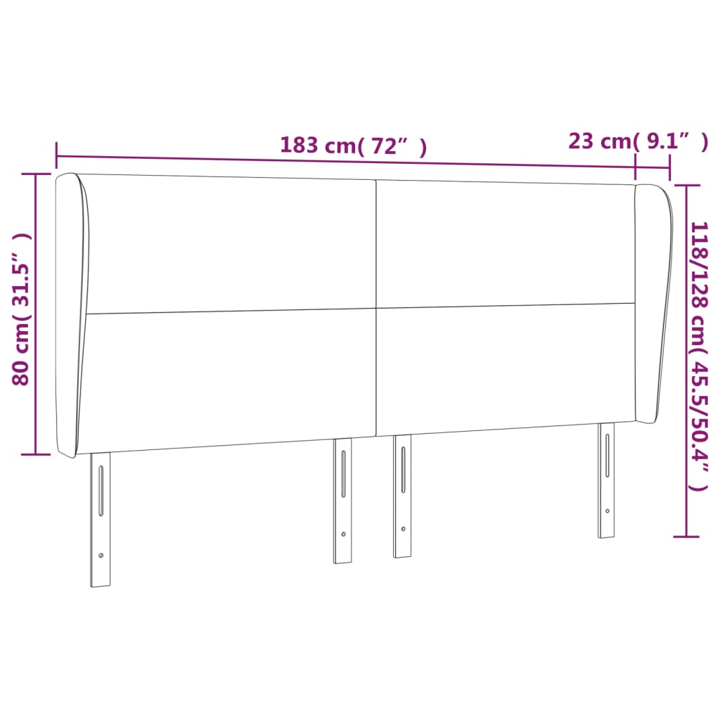 Hoofdbord met randen 183x23x118/128 cm stof zwart Hoofdborden en voetborden | Creëer jouw Trendy Thuis | Gratis bezorgd & Retour | Trendy.nl