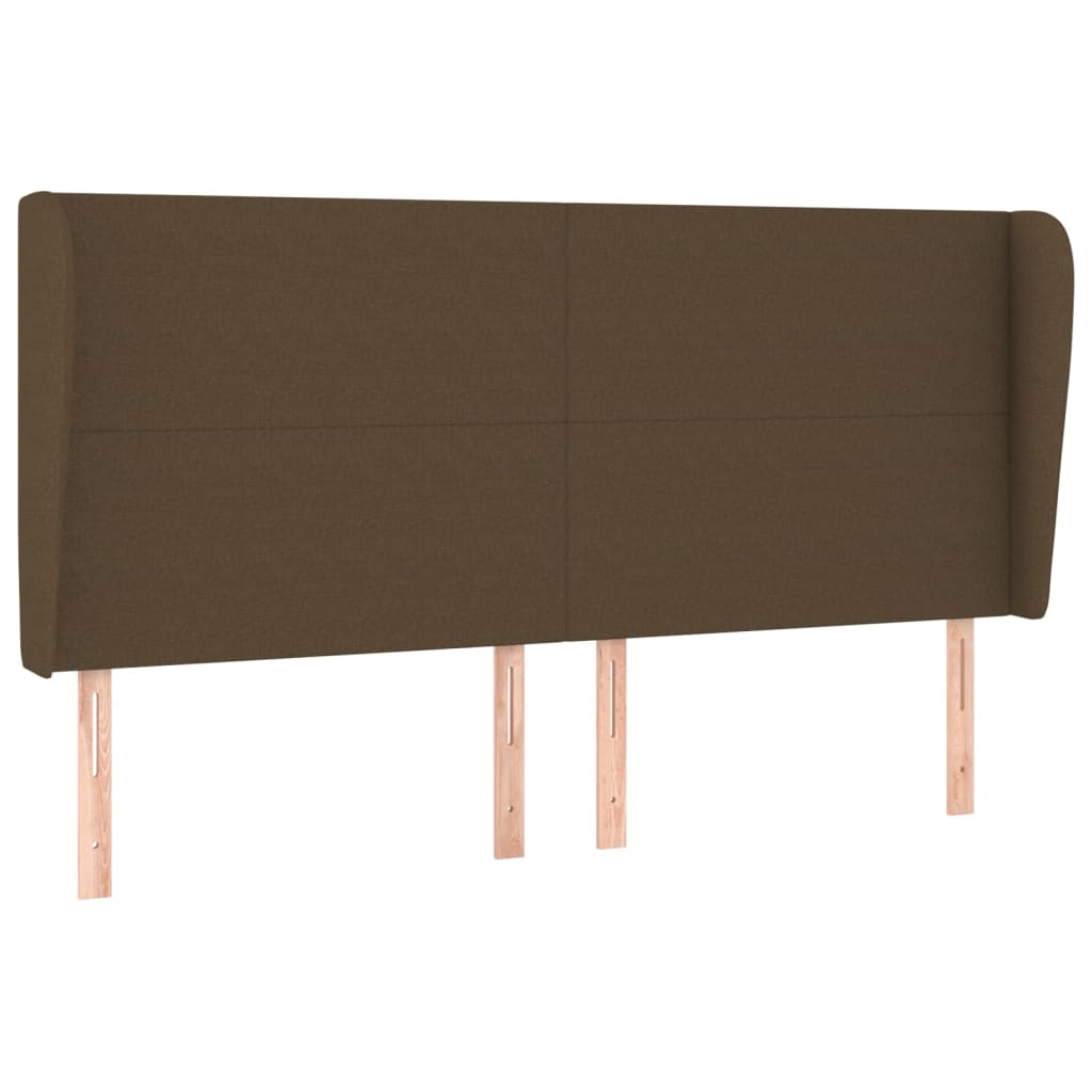 Hoofdbord met randen 203x23x118/128 cm stof donkerbruin Hoofdborden en voetborden | Creëer jouw Trendy Thuis | Gratis bezorgd & Retour | Trendy.nl