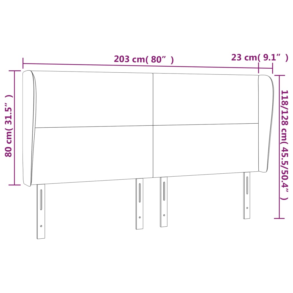 Hoofdbord met randen 203x23x118/128 cm stof blauw Hoofdborden en voetborden | Creëer jouw Trendy Thuis | Gratis bezorgd & Retour | Trendy.nl