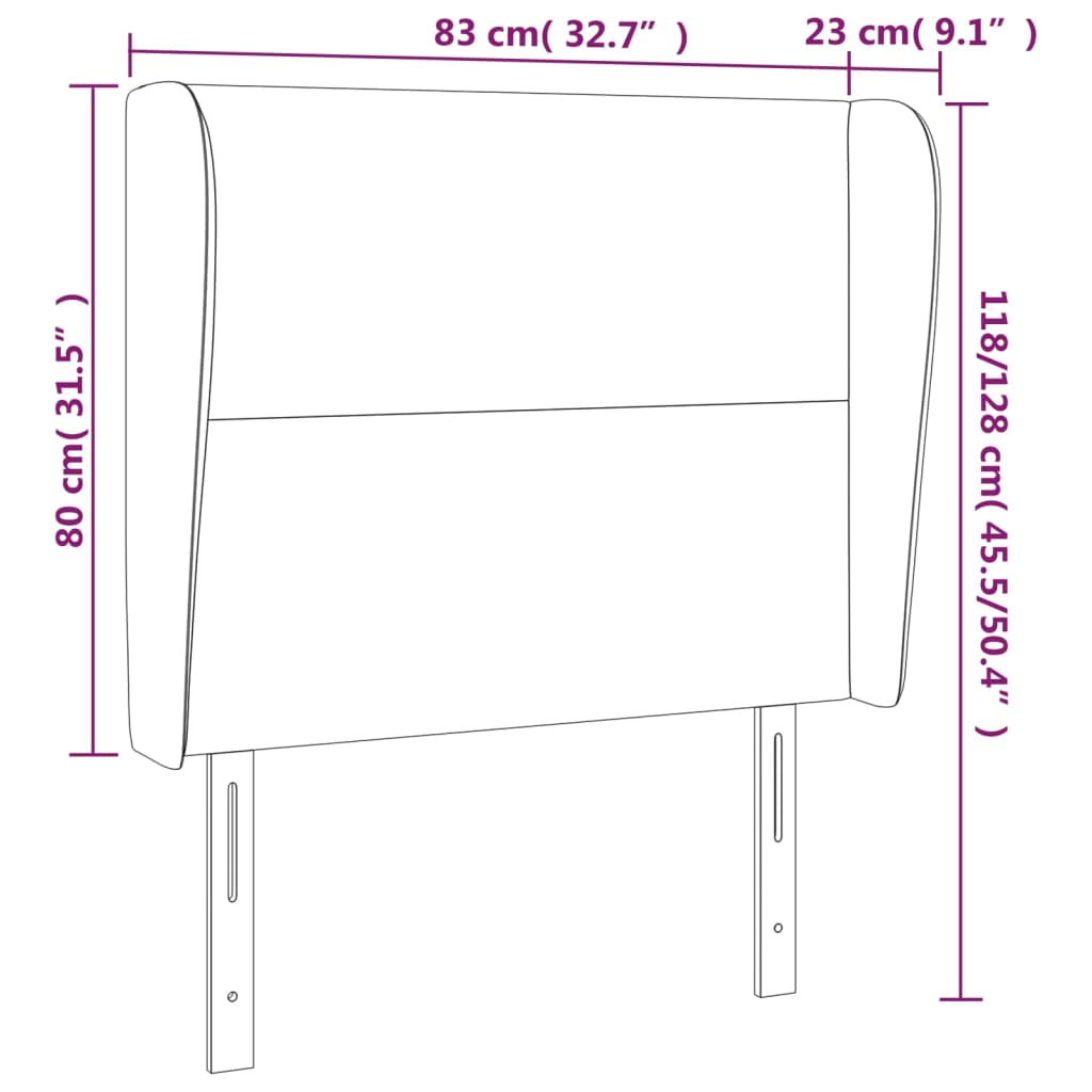 Hoofdbord met randen 83x23x118/128 cm fluweel lichtgrijs Hoofdborden en voetborden | Creëer jouw Trendy Thuis | Gratis bezorgd & Retour | Trendy.nl