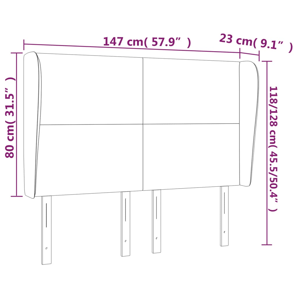 Hoofdbord met randen 147x23x118/128 cm fluweel lichtgrijs Hoofdborden en voetborden | Creëer jouw Trendy Thuis | Gratis bezorgd & Retour | Trendy.nl