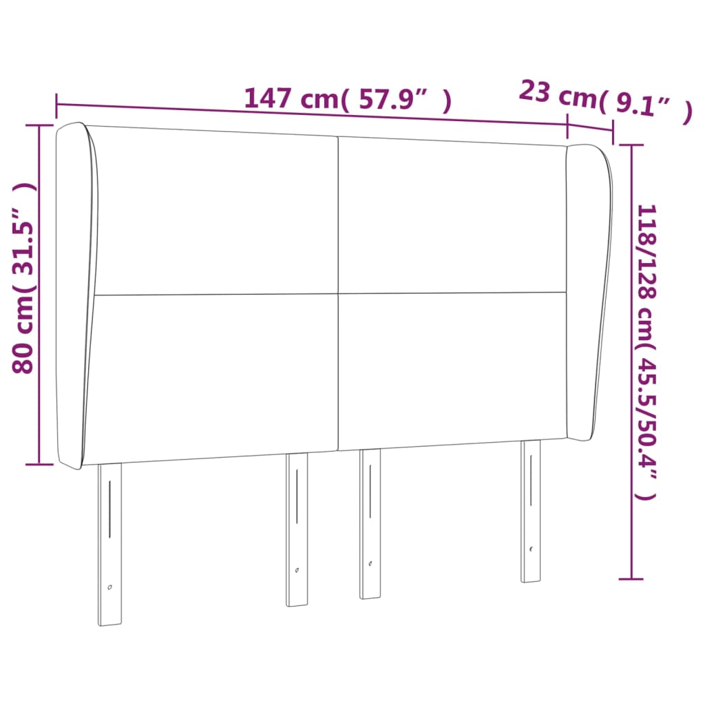 Hoofdbord met randen 147x23x118/128 cm fluweel donkergrijs Hoofdborden en voetborden | Creëer jouw Trendy Thuis | Gratis bezorgd & Retour | Trendy.nl