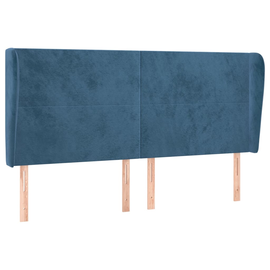 Hoofdbord met randen 203x23x118/128 cm fluweel donkerblauw Hoofdborden en voetborden | Creëer jouw Trendy Thuis | Gratis bezorgd & Retour | Trendy.nl