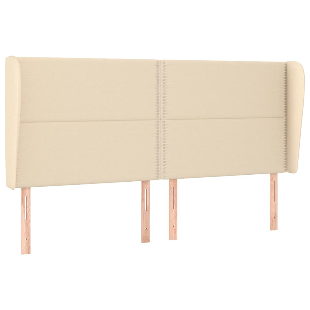 Hoofdbord met randen 203x23x118/128 cm stof crèmekleurig Hoofdborden en voetborden | Creëer jouw Trendy Thuis | Gratis bezorgd & Retour | Trendy.nl