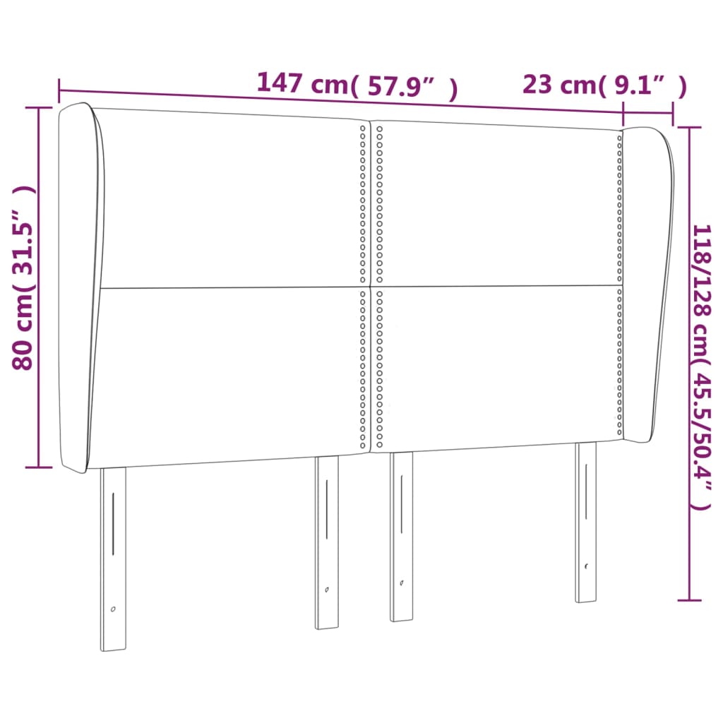 Hoofdbord met randen 147x23x118/128 cm fluweel zwart Hoofdborden en voetborden | Creëer jouw Trendy Thuis | Gratis bezorgd & Retour | Trendy.nl