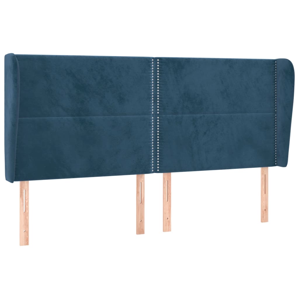 Hoofdbord met randen 163x23x118/128 cm fluweel donkerblauw Hoofdborden en voetborden | Creëer jouw Trendy Thuis | Gratis bezorgd & Retour | Trendy.nl