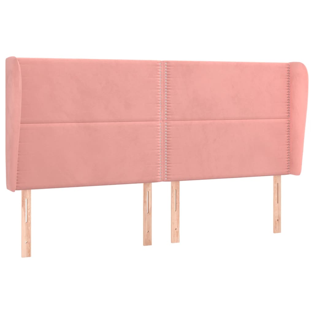 Hoofdbord met randen 163x23x118/128 cm fluweel roze Hoofdborden en voetborden | Creëer jouw Trendy Thuis | Gratis bezorgd & Retour | Trendy.nl