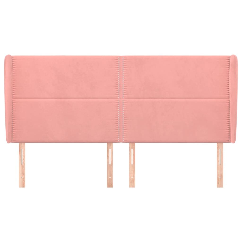 Hoofdbord met randen 163x23x118/128 cm fluweel roze Hoofdborden en voetborden | Creëer jouw Trendy Thuis | Gratis bezorgd & Retour | Trendy.nl