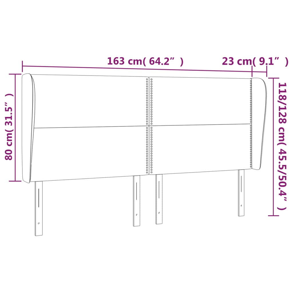 Hoofdbord met randen 163x23x118/128 cm fluweel roze Hoofdborden en voetborden | Creëer jouw Trendy Thuis | Gratis bezorgd & Retour | Trendy.nl