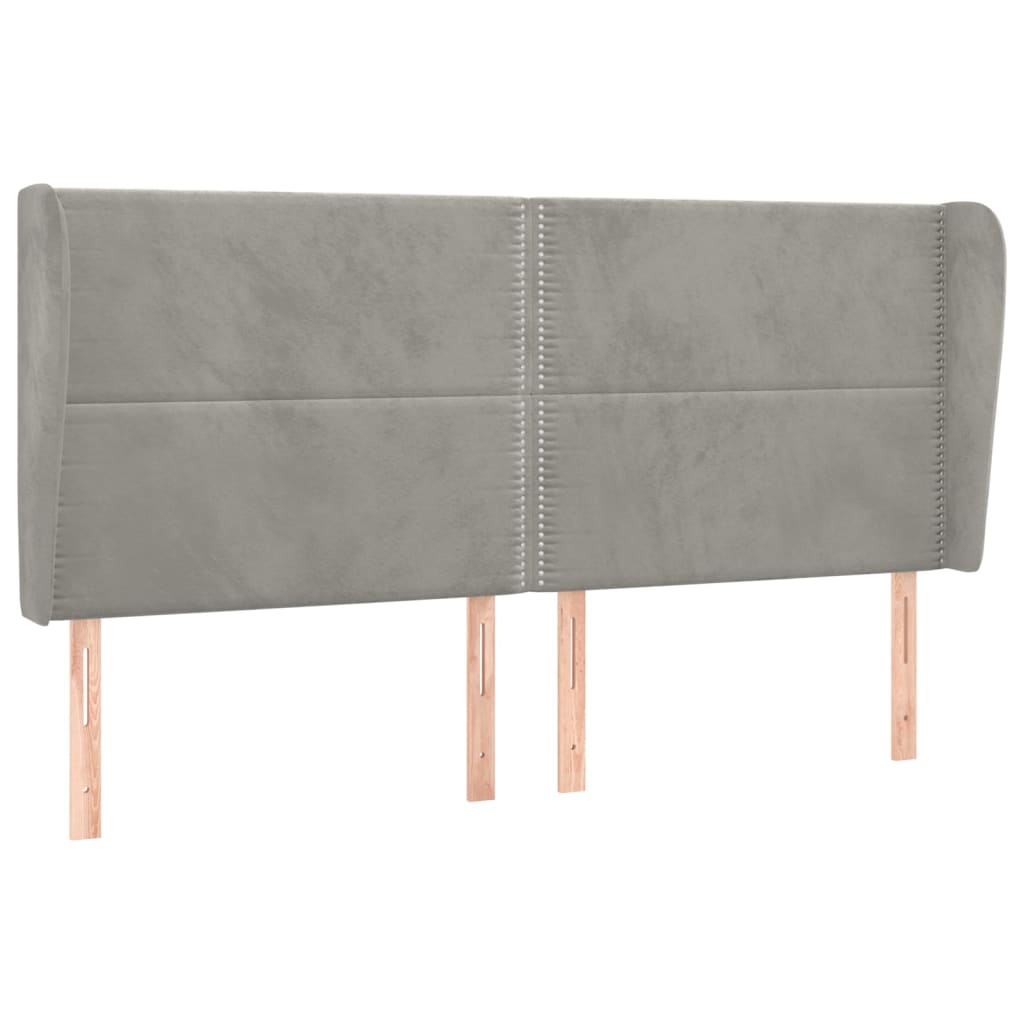 Hoofdbord met randen 183x23x118/128 cm fluweel lichtgrijs Hoofdborden en voetborden | Creëer jouw Trendy Thuis | Gratis bezorgd & Retour | Trendy.nl