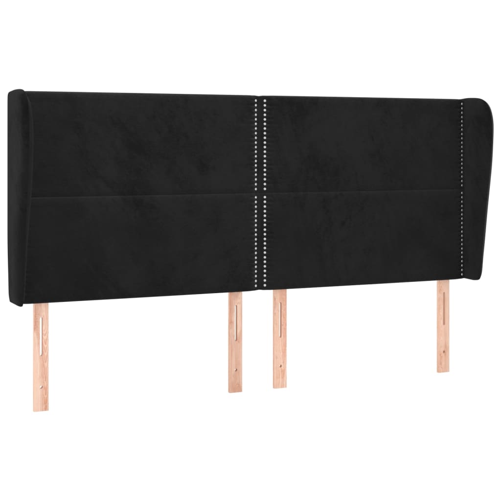 Hoofdbord met randen 183x23x118/128 cm fluweel zwart Hoofdborden en voetborden | Creëer jouw Trendy Thuis | Gratis bezorgd & Retour | Trendy.nl