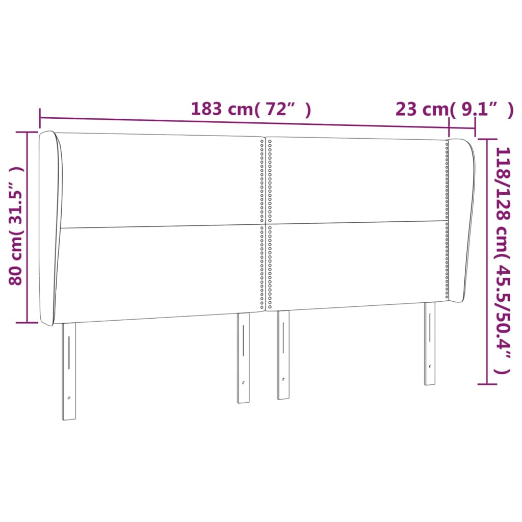 Hoofdbord met randen 183x23x118/128 cm fluweel zwart Hoofdborden en voetborden | Creëer jouw Trendy Thuis | Gratis bezorgd & Retour | Trendy.nl