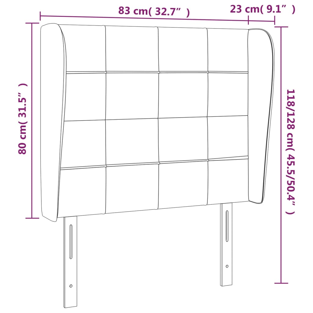 Hoofdbord met randen 83x23x118/128 cm stof zwart Hoofdborden en voetborden | Creëer jouw Trendy Thuis | Gratis bezorgd & Retour | Trendy.nl