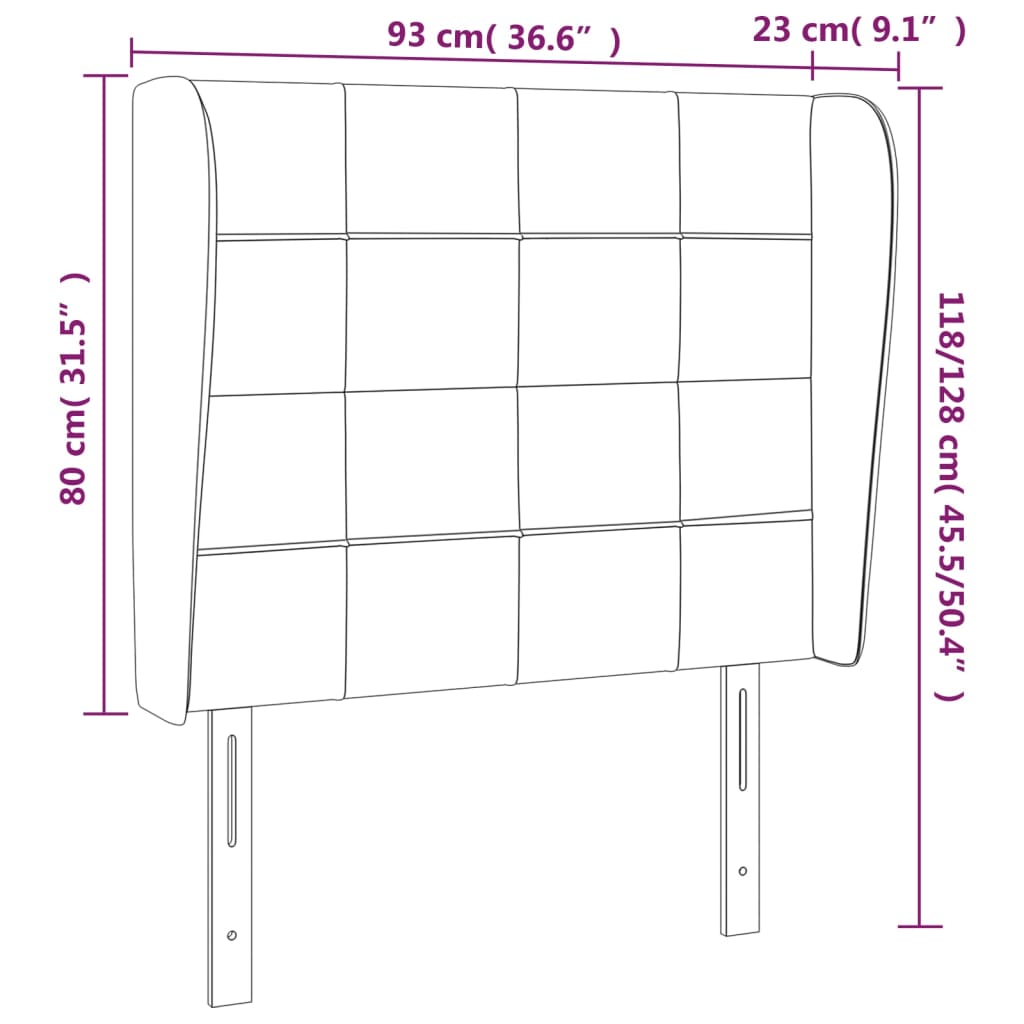 Hoofdbord met randen 93x23x118/128 cm stof lichtgrijs Hoofdborden en voetborden | Creëer jouw Trendy Thuis | Gratis bezorgd & Retour | Trendy.nl