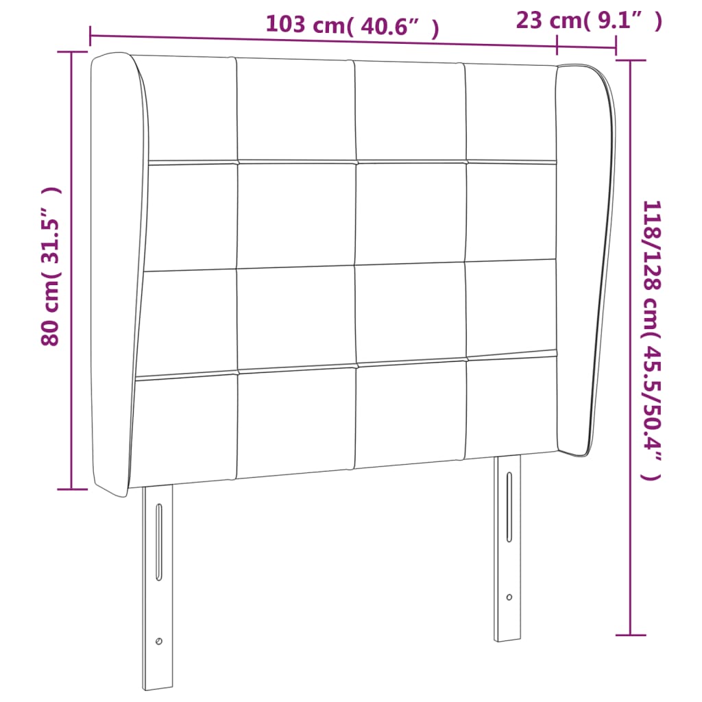 Hoofdbord met randen 103x23x118/128 cm stof lichtgrijs Hoofdborden en voetborden | Creëer jouw Trendy Thuis | Gratis bezorgd & Retour | Trendy.nl