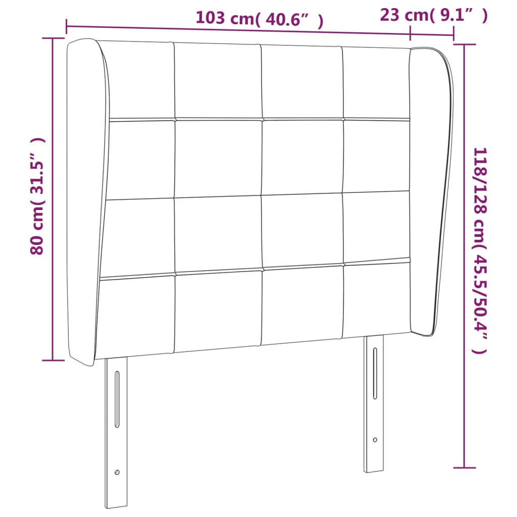 Hoofdbord met randen 103x23x118/128 cm stof donkergrijs Hoofdborden en voetborden | Creëer jouw Trendy Thuis | Gratis bezorgd & Retour | Trendy.nl