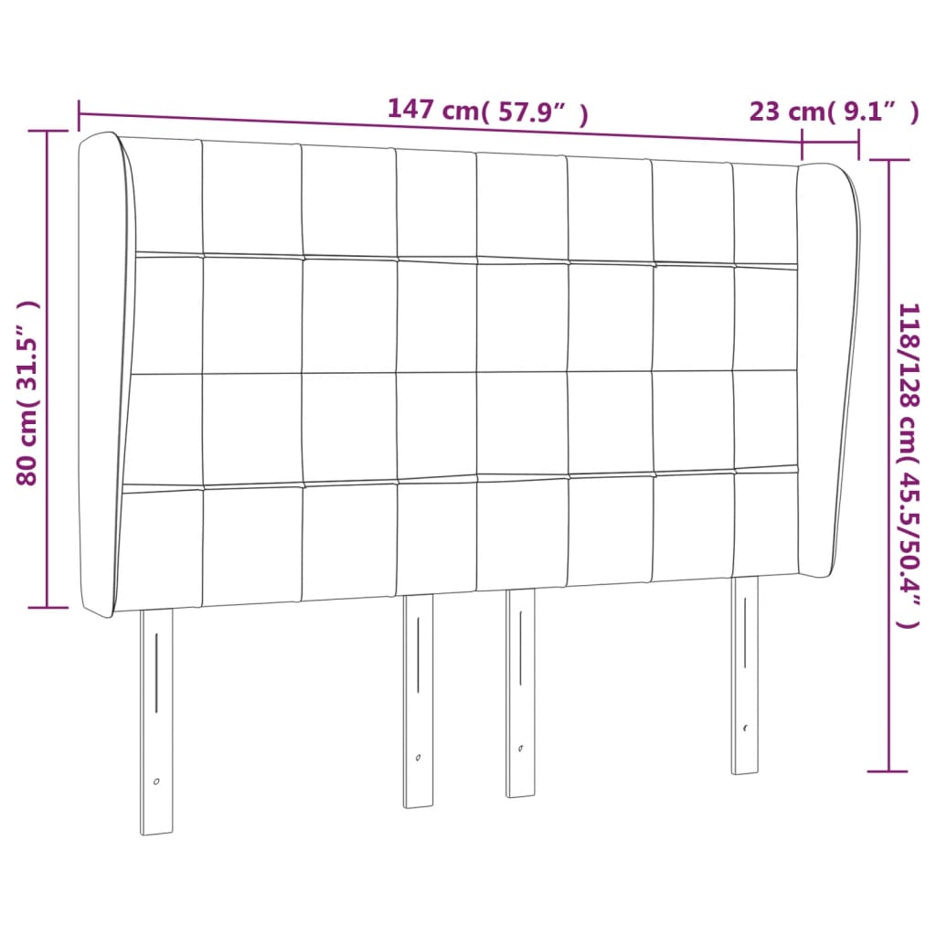 Hoofdbord met randen 147x23x118/128 cm stof lichtgrijs Hoofdborden en voetborden | Creëer jouw Trendy Thuis | Gratis bezorgd & Retour | Trendy.nl