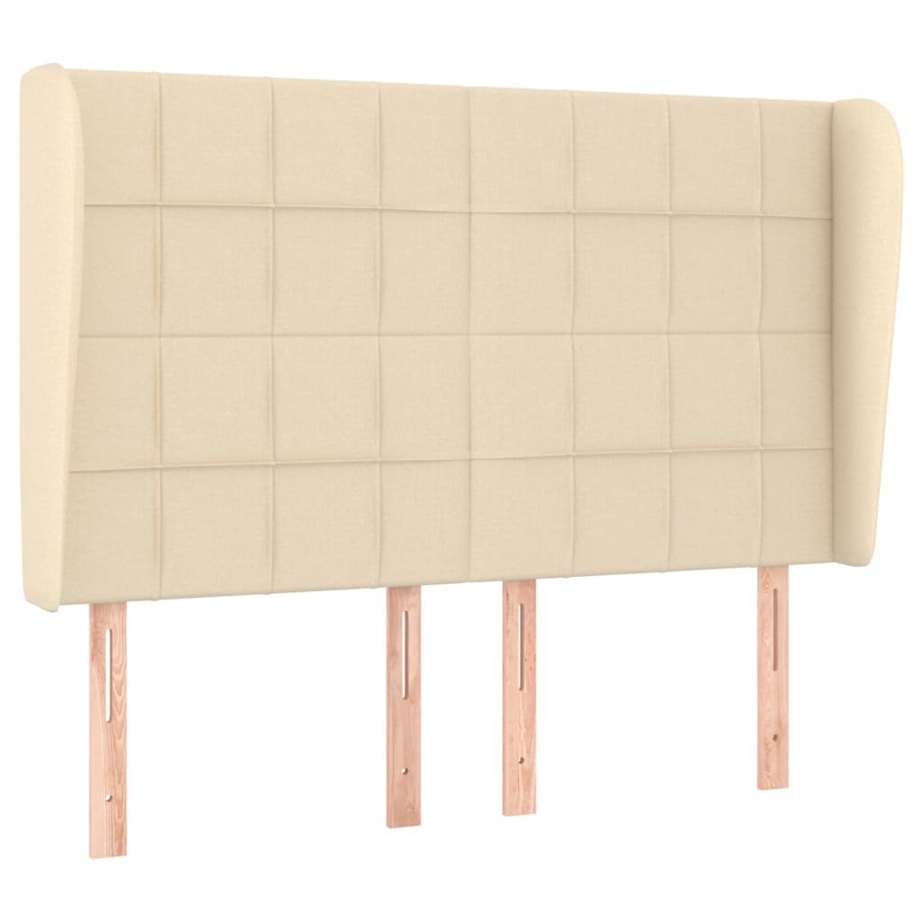 Hoofdbord met randen 147x23x118/128 cm stof crèmekleurig Hoofdborden en voetborden | Creëer jouw Trendy Thuis | Gratis bezorgd & Retour | Trendy.nl