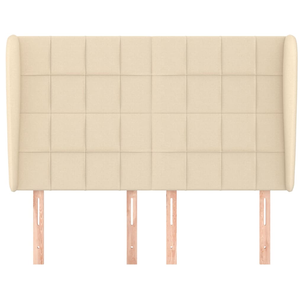 Hoofdbord met randen 147x23x118/128 cm stof crèmekleurig Hoofdborden en voetborden | Creëer jouw Trendy Thuis | Gratis bezorgd & Retour | Trendy.nl