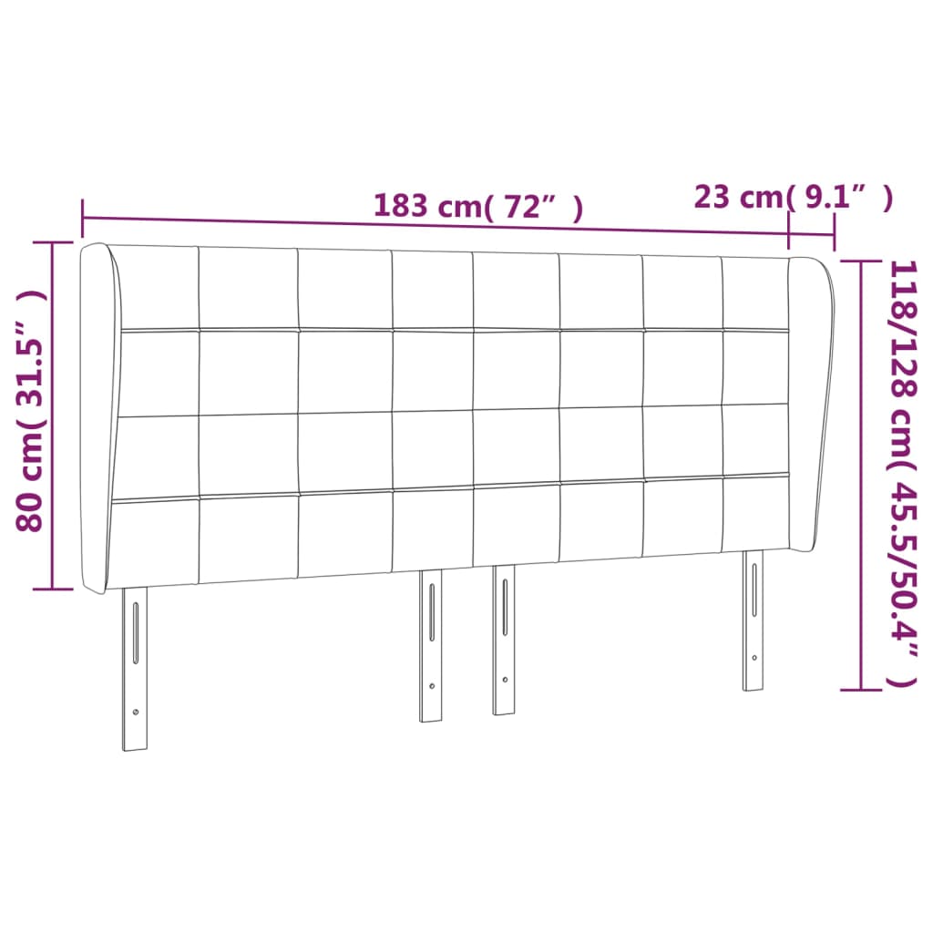 Hoofdbord met randen 183x23x118/128 cm stof lichtgrijs Hoofdborden en voetborden | Creëer jouw Trendy Thuis | Gratis bezorgd & Retour | Trendy.nl