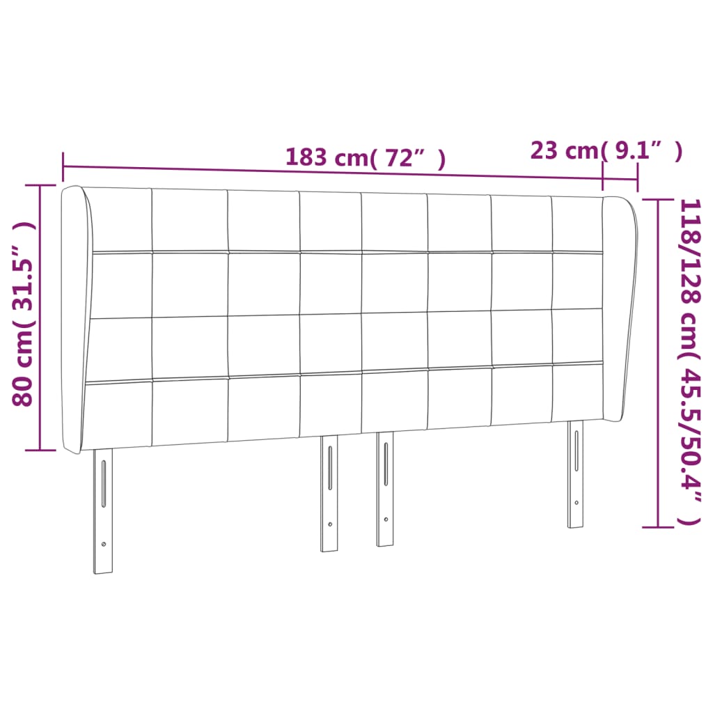 Hoofdbord met randen 183x23x118/128 cm stof donkergrijs Hoofdborden en voetborden | Creëer jouw Trendy Thuis | Gratis bezorgd & Retour | Trendy.nl