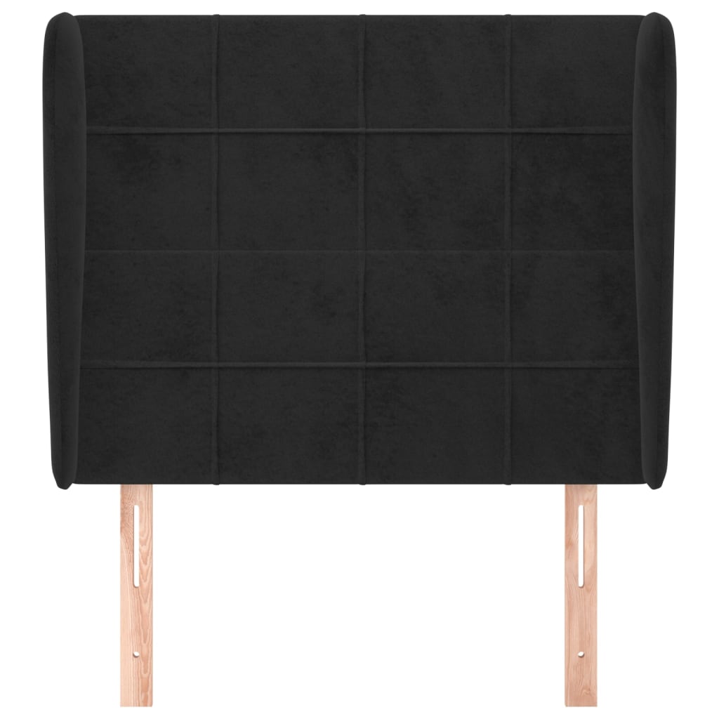 Hoofdbord met randen 83x23x118/128 cm fluweel zwart