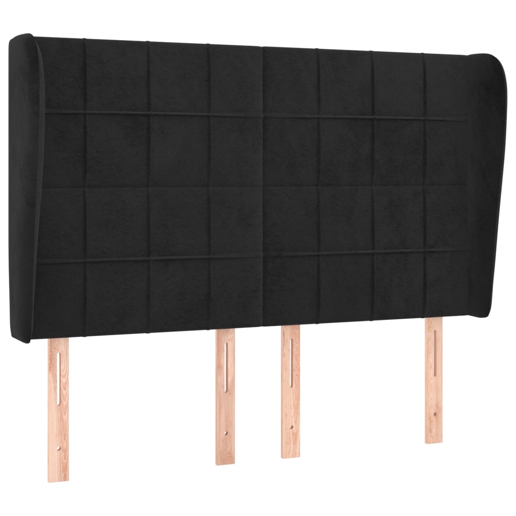 Hoofdbord met randen 147x23x118/128 cm fluweel zwart Hoofdborden en voetborden | Creëer jouw Trendy Thuis | Gratis bezorgd & Retour | Trendy.nl