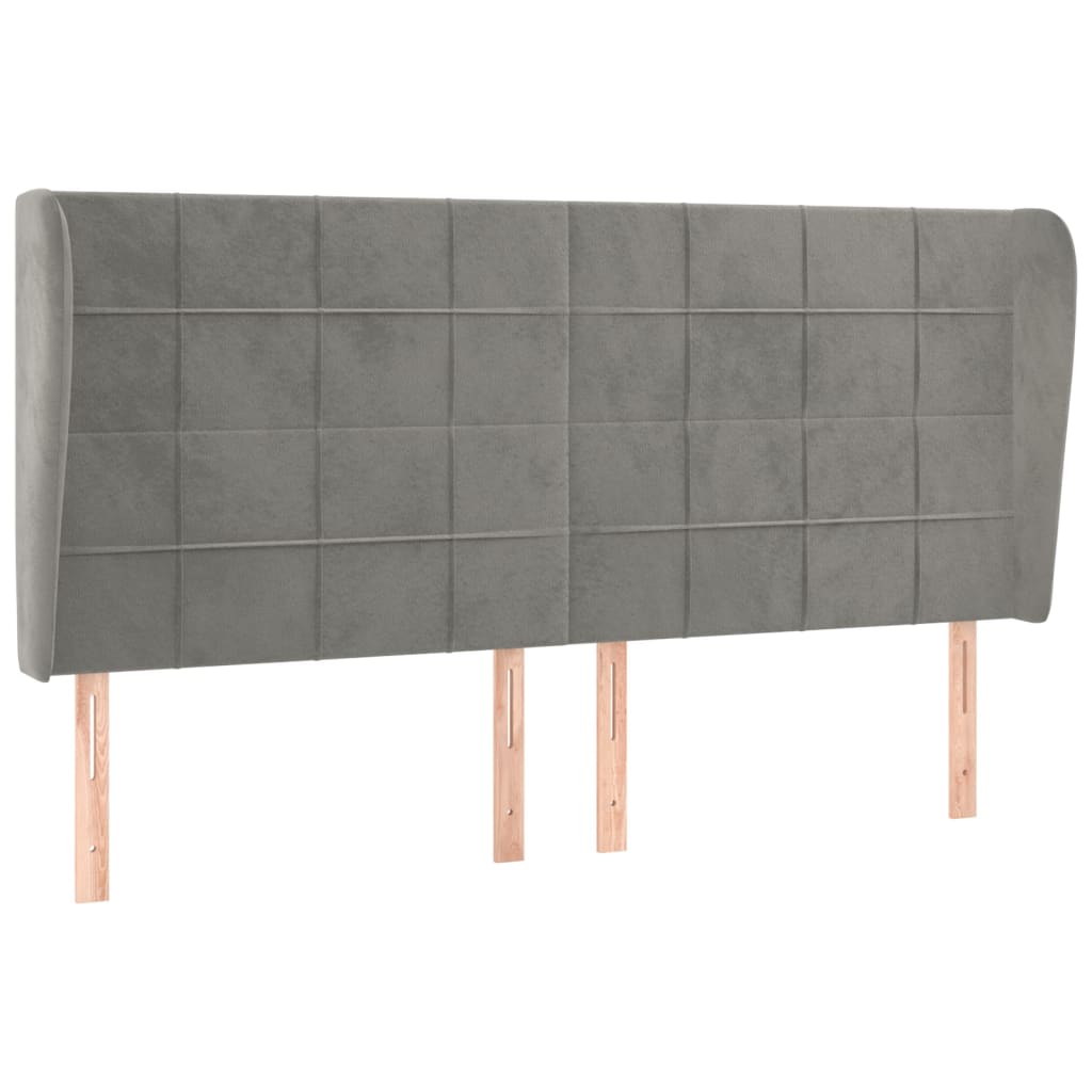 Hoofdbord met randen 183x23x118/128 cm fluweel lichtgrijs Hoofdborden en voetborden | Creëer jouw Trendy Thuis | Gratis bezorgd & Retour | Trendy.nl