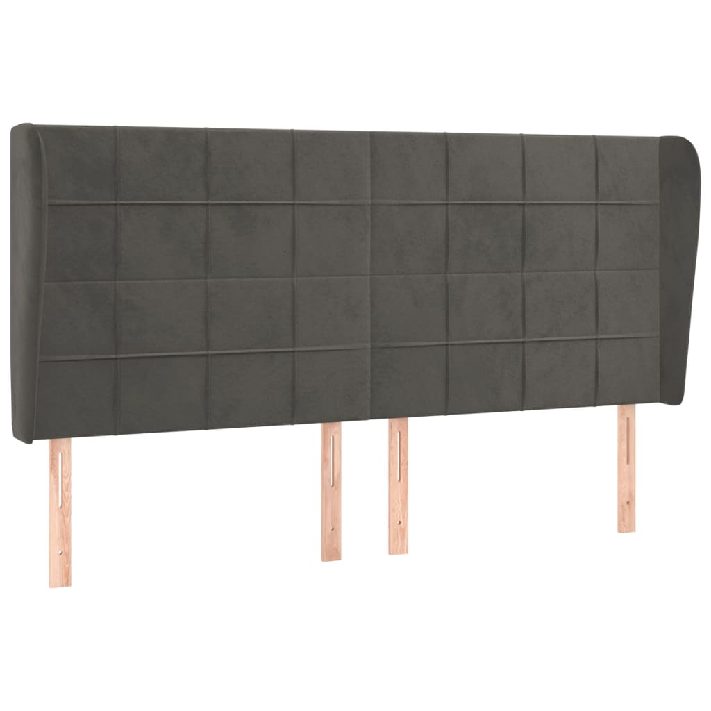 Hoofdbord met randen 183x23x118/128 cm fluweel donkergrijs Hoofdborden en voetborden | Creëer jouw Trendy Thuis | Gratis bezorgd & Retour | Trendy.nl