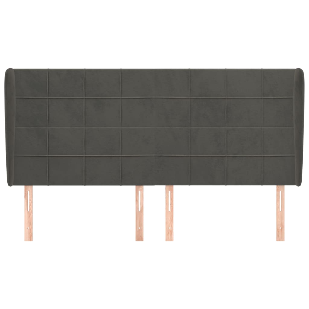 Hoofdbord met randen 183x23x118/128 cm fluweel donkergrijs Hoofdborden en voetborden | Creëer jouw Trendy Thuis | Gratis bezorgd & Retour | Trendy.nl