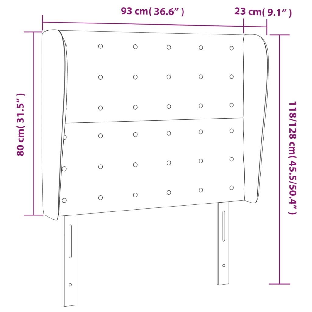 Hoofdbord met randen 93x23x118/128 cm kunstleer wit Hoofdborden en voetborden | Creëer jouw Trendy Thuis | Gratis bezorgd & Retour | Trendy.nl