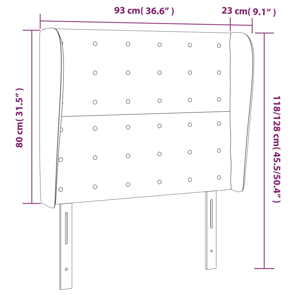 Hoofdbord met randen 93x23x118/128 cm kunstleer grijs Hoofdborden en voetborden | Creëer jouw Trendy Thuis | Gratis bezorgd & Retour | Trendy.nl