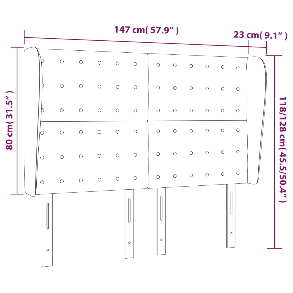 Hoofdbord met randen 147x23x118/128 cm kunstleer wit Hoofdborden en voetborden | Creëer jouw Trendy Thuis | Gratis bezorgd & Retour | Trendy.nl