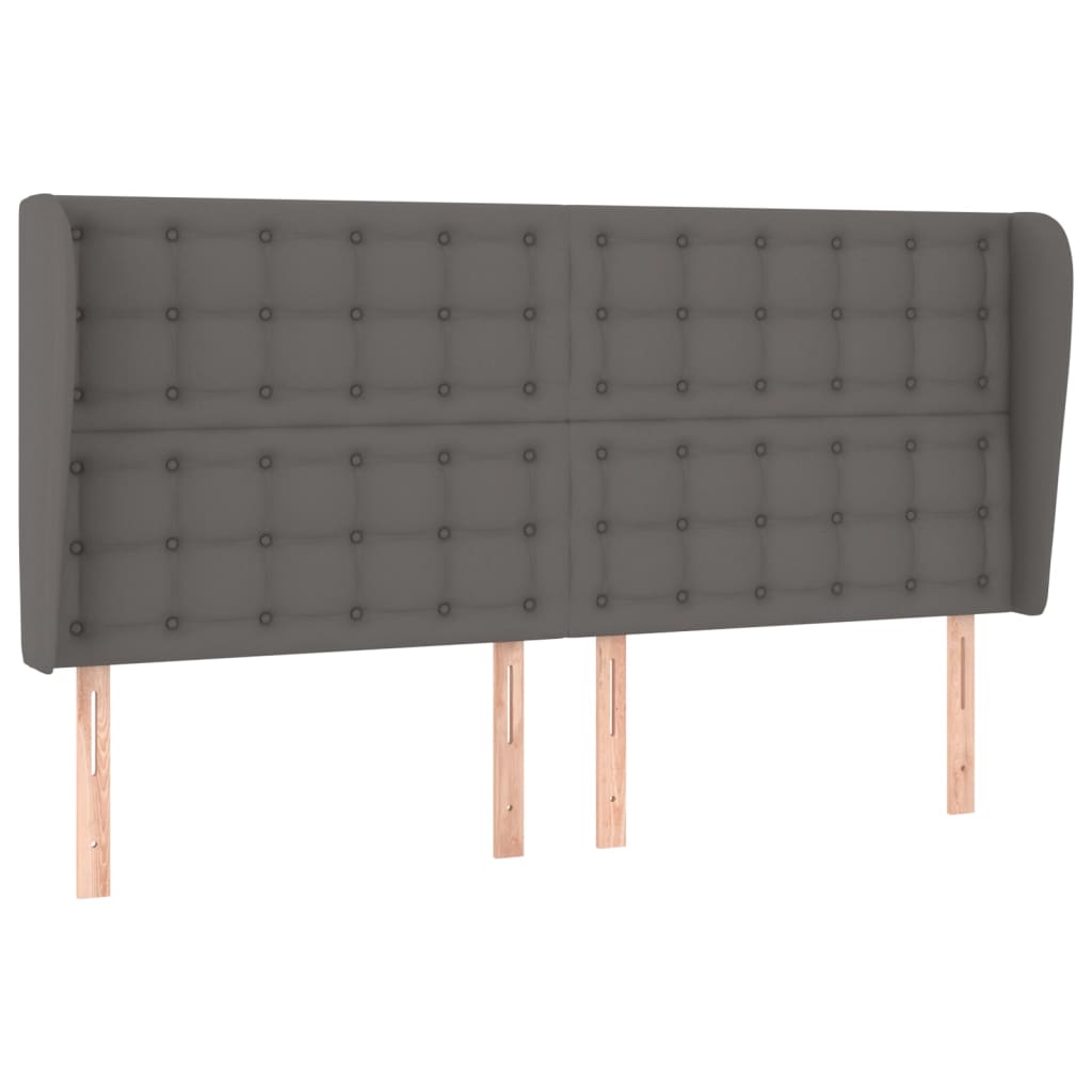 Hoofdbord met randen 203x23x118/128 cm kunstleer grijs Hoofdborden en voetborden | Creëer jouw Trendy Thuis | Gratis bezorgd & Retour | Trendy.nl