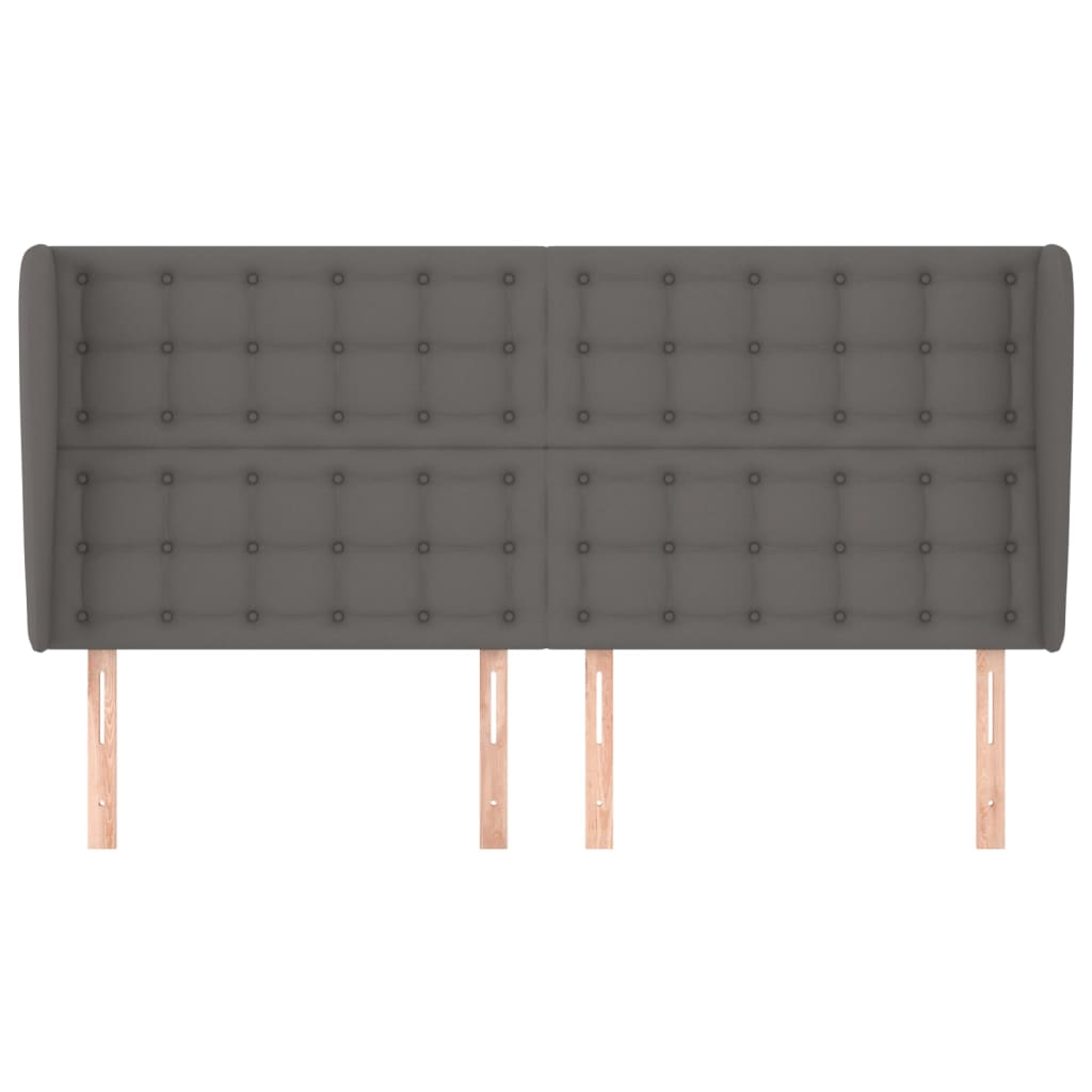 Hoofdbord met randen 203x23x118/128 cm kunstleer grijs Hoofdborden en voetborden | Creëer jouw Trendy Thuis | Gratis bezorgd & Retour | Trendy.nl