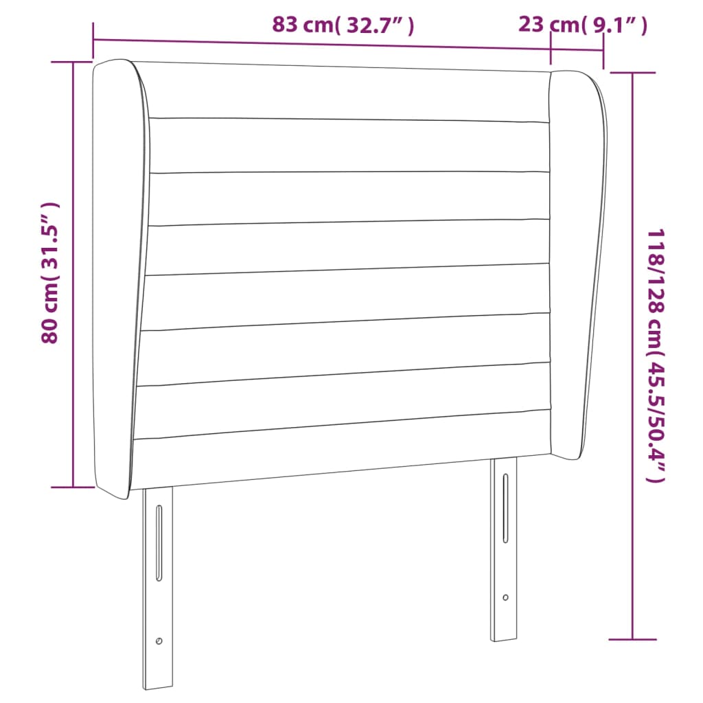 Hoofdbord met randen 83x23x118/128 cm stof lichtgrijs Hoofdborden en voetborden | Creëer jouw Trendy Thuis | Gratis bezorgd & Retour | Trendy.nl